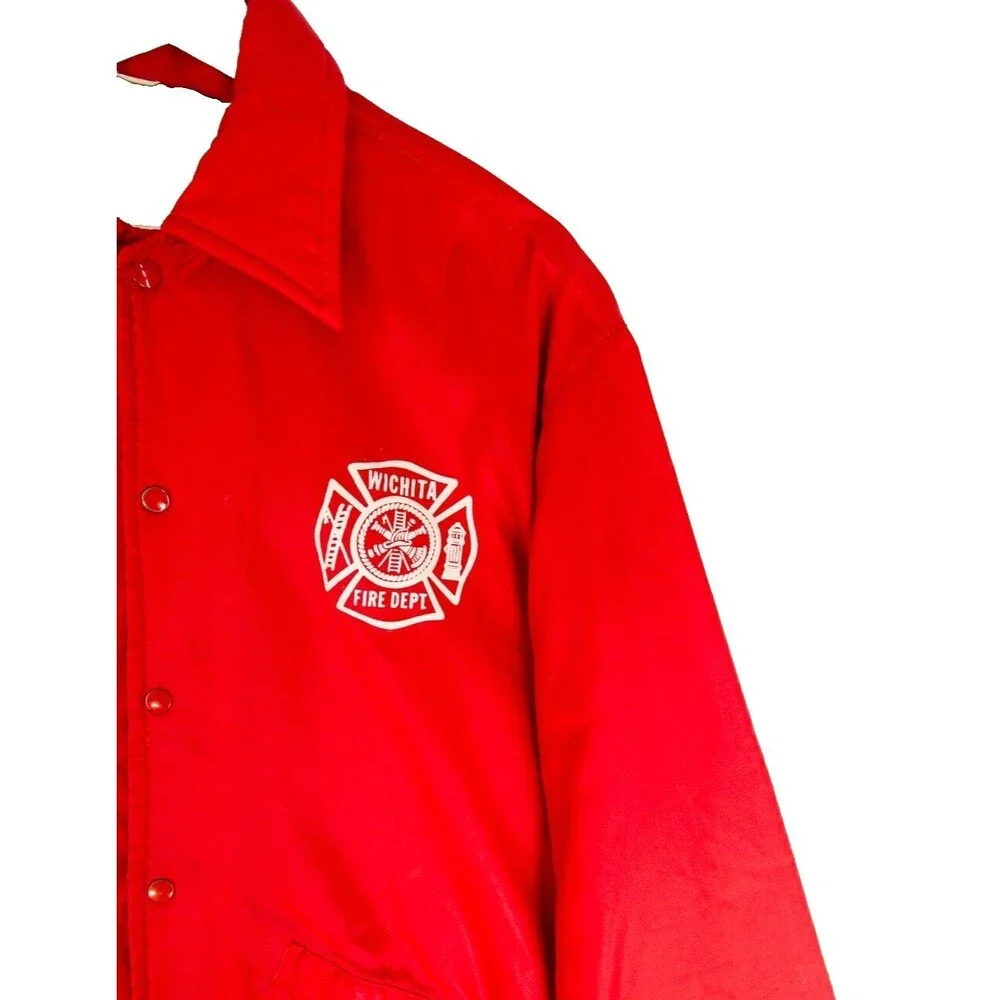 Pla Jac by Dunbrooke Vintage Windbreaker Jacket M Wichita Fire Department Red